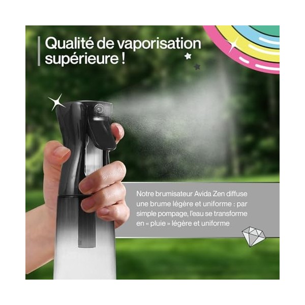 AVIDA ZEN Brumisateur Rechargeable Eau 200ml - Brumisateur de Poche Visage - Vaporisateur d’eau multifonctionnel : Parfums Am
