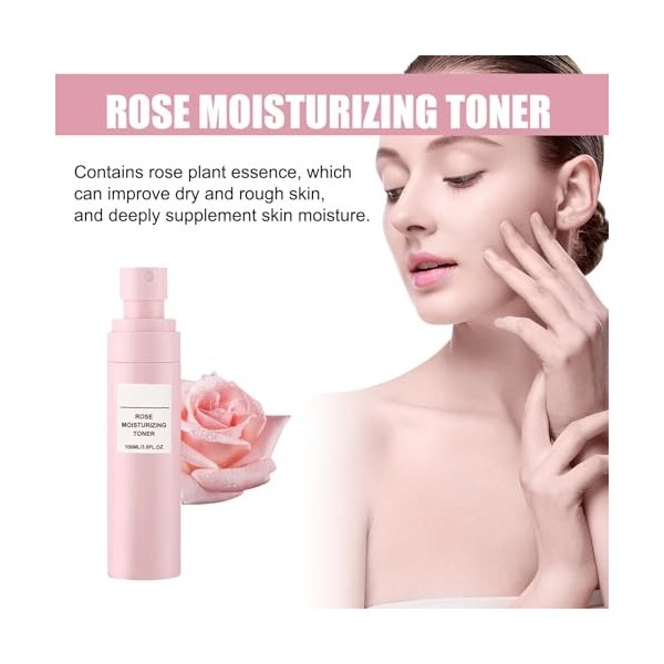 Spray À Leau De Rose + Tampons De Coton De Compresse Humide Jetables, Eau Florale De Rose, Spray Eau De Rose Visage, Spray H