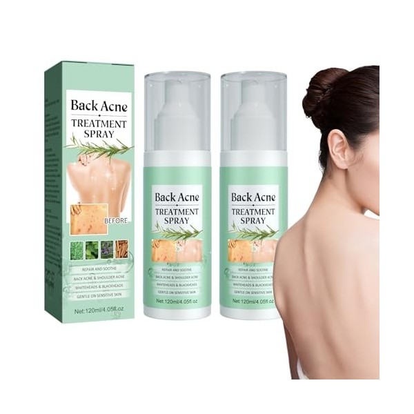Pemarlis 2pcs*120ml Spray de traitement de lacné du dos, Exfoliant pour le dos,nettoyage en profondeur,Éclaircir les marques