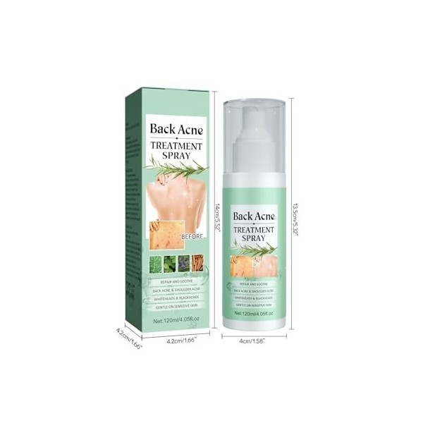 Pemarlis 2pcs*120ml Spray de traitement de lacné du dos, Exfoliant pour le dos,nettoyage en profondeur,Éclaircir les marques