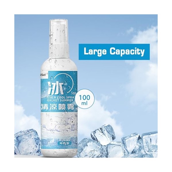 Cooling Mist Spray, Spray rafraîchissant pour temps chaud, 100 ml, Body Haze Spray to Soothe Sunburn, Spray à la menthe natur
