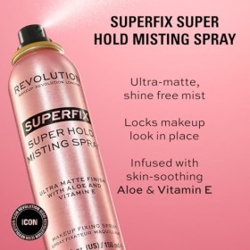 Makeup Revolution, Super Fix Misting Spray, Spray Fissante per Makeup, Finish Opaco, Lunga Tenuta, Arricchito con Vitamina E,