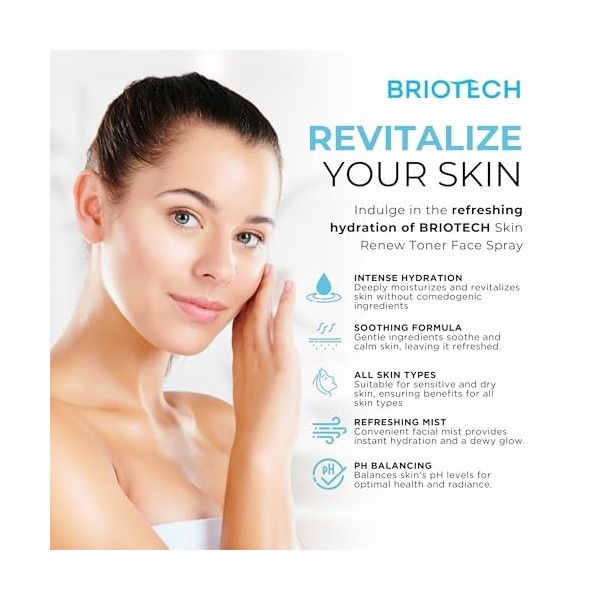 BRIOTECH Skin Renew Toner Spray pour le visage - Spray acide hypochloreux pur, HOCl Spray facial - Brume apaisante pour le vi