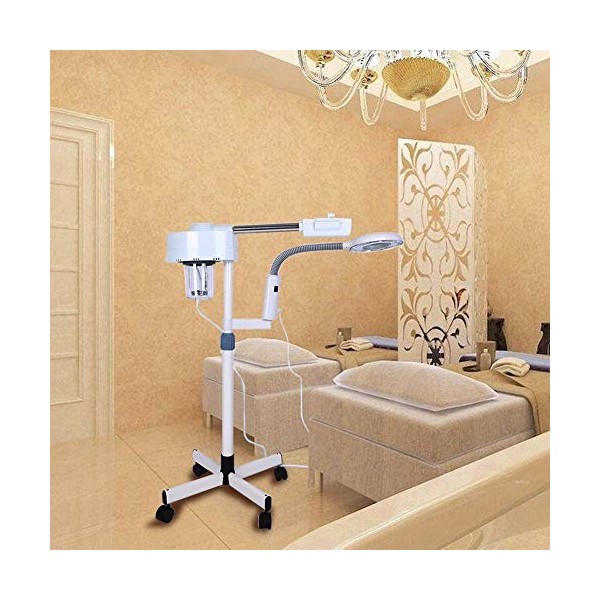 Vaporisateur facial avec 5 LED grossissant lampe, 2 en 1 vaporisateur pour le nettoyage du visage, pour salon de beauté d de