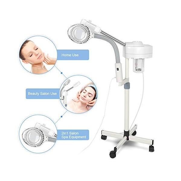 Vapeur Facial Machine, 2 en 1 Vapeur Facial, Machine à Vapeur de Sauna du Visage de 5X Grossissante Nettoyage Profond de Peau