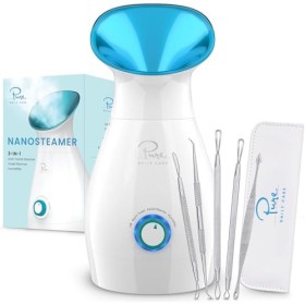 NanoSteamer Large 3-in-1 Nano Ionic Facial Steamer with Precise Temp Control - 30 Min Steam Time - Humidifier - Unclogs Pores