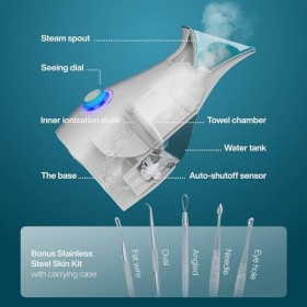 NanoSteamer Large 3-in-1 Nano Ionic Facial Steamer with Precise Temp Control - 30 Min Steam Time - Humidifier - Unclogs Pores