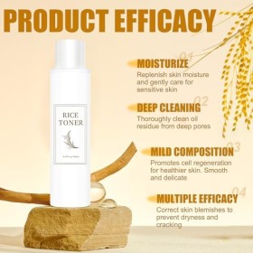 Rice Toner, Korean Skincare Toner Visage, 150ML Lotion Tonique Visage Riz, Skin Care Coréenne, Hydratant, Sec et Non Gras, Co