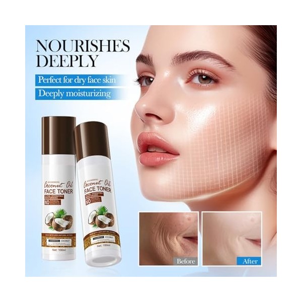 Tkekruh 2PC Toner 100ml, Tonique, Toning Resurfacing Solution, Hydrate Et Améliore La Texture De La Peau, Fortifiant Votre Pe