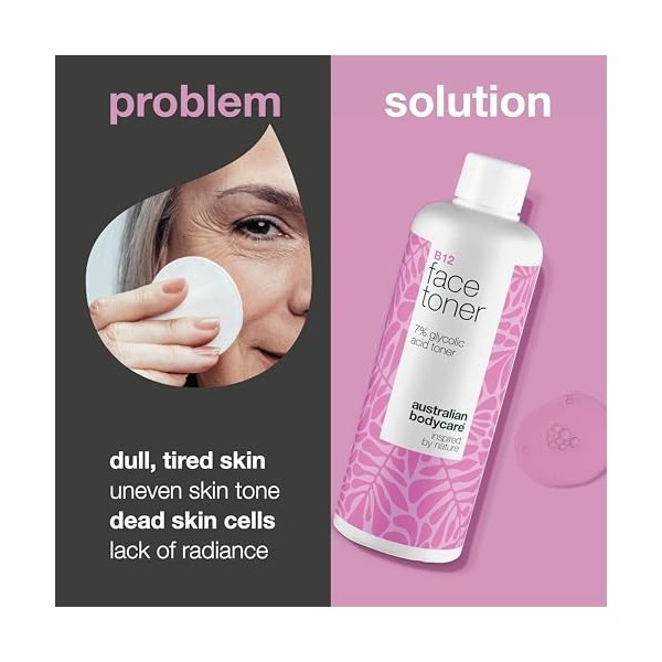 B12 Exfoliating Toner pour éliminer les cellules mortes et raviver l’éclat – Contient Vitamine B12, 7% acide glycolique et ex