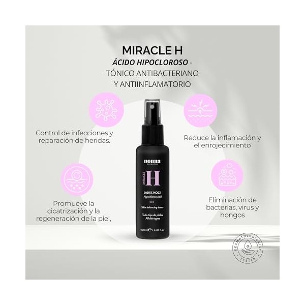 Tonique Antibactérien Et Anti-Inflammatoire Avec Acide Hypochloreux Apaise Rougeurs Répare Peau Sensible Combat Acné pH Neutr