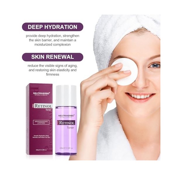 NEUTRIHERBS PRO Retinol Toner for Anti-Aging & Reducing Fine Lines and Wrinkles, with Panthenol, Peptides, and Hyaluronic Aci