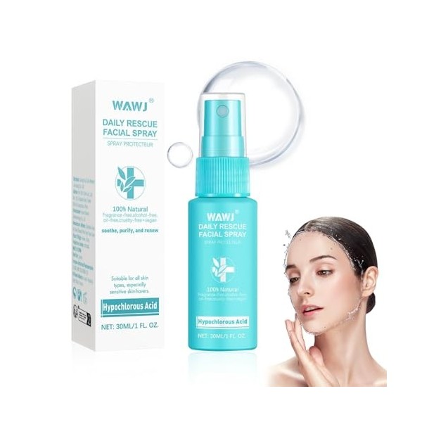 WAWJ® Hypochlorous Acid Spray Face, Skin Renew Toner Face Spray, Tonique visage à lacide hypochloreux pur, Hydratant visage