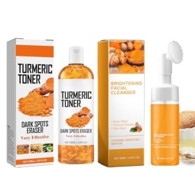 Kit de Soins Pour la Peau au Curcuma : Lotion Tonique Hydratante Intensive 100ml et Nettoyant 100ml Pour Réduire les Taches D