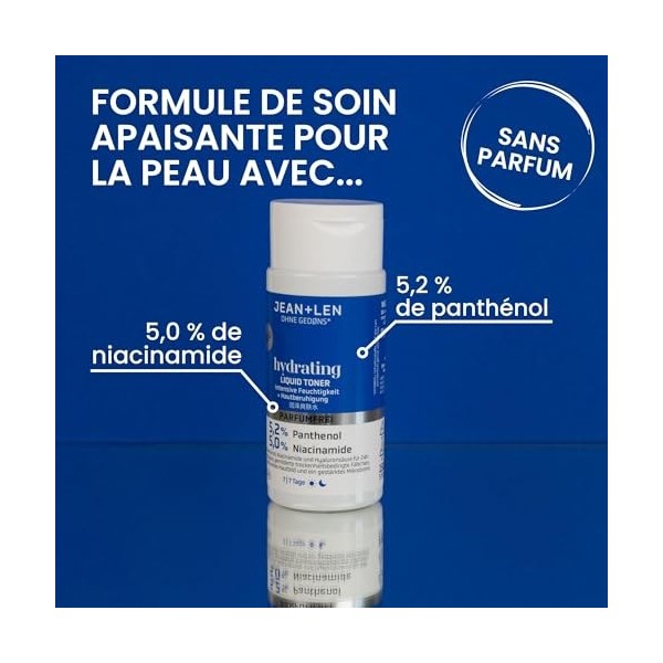 Jean & Len Hydrating Liquid Toner, convient à tous les types de peau, particulièrement doux pour le microbiome cutané, prépar