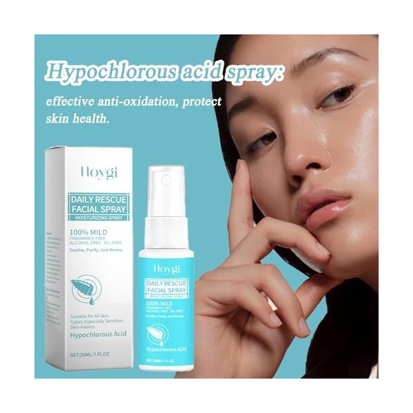 2 pièces Acide hypochloreux en spray,Acide hypochloreux en spray Tonique pour le visage,Tonique pour le visage à lacide hypo