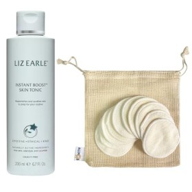 Liz Earle Instant Boost Tonique pour la peau, 200 ml, livré avec des tampons démaquillants réutilisables Alimos en coton de b