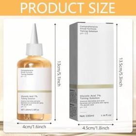 Solution de resurfaçage tonifiante à lacide glycolique à 7%, Solution tonifiante 100 ml Toner glycolique, rajeunissement de 