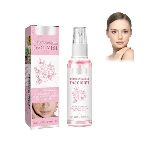 Eau de Rose avec Acide Hyaluronique, Tonifiant, Ravive léclat de la Peau, Cosmétiques Naturels Pour le Nettoyage du Visage, 