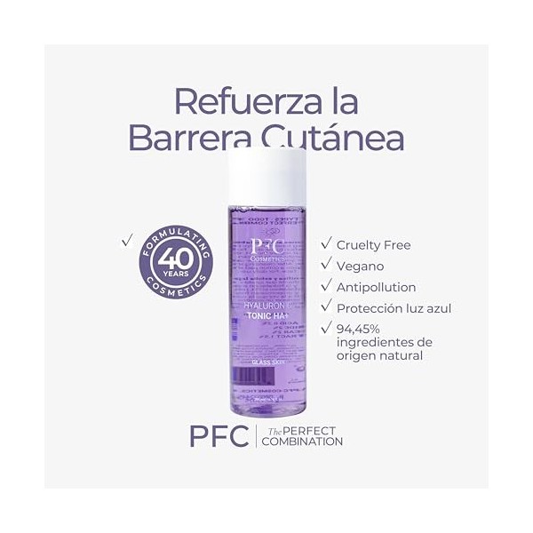 PFC Tonique pour le Visage à lAcide Hilaluronique 200 ml Tonifie et Exfolie la Peau. Tous Types de Peaux.Apporte Eclat et Hy