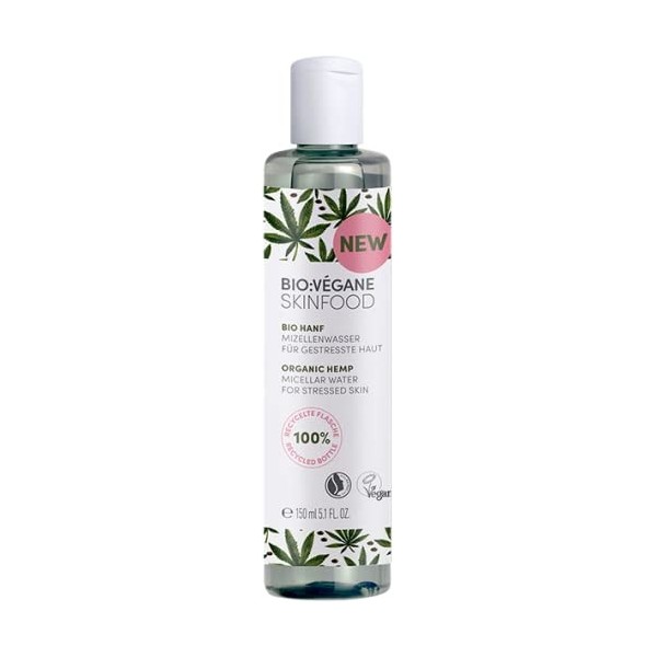 Bio:Végane Eau micellaire au chanvre bio pour peaux stressées 150 ml