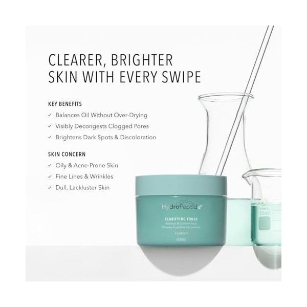 Hydropeptide Clarifying Toner Balance and Control Pads For Unisex 60 Pc Pads