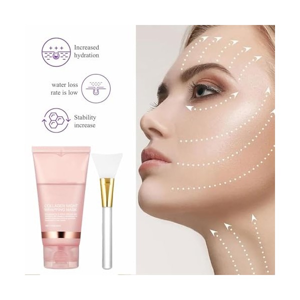 Collagen Night Wrapping Mask,Masque Peel Off,Collagen Peel Off Mask,2025 Masque Collagene Visage,Collagen Overnight Wrapping 