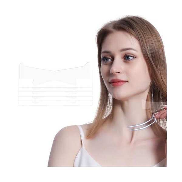 QOMJUFA 5pcs Bande de Levage du Visage et du Cou, Soulève Instantanément la Peau Affaissée, Dissimule le Double Menton avec A