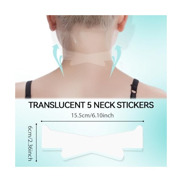 QOMJUFA 5pcs Bande de Levage du Visage et du Cou, Soulève Instantanément la Peau Affaissée, Dissimule le Double Menton avec A