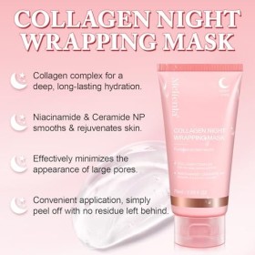 Masque de nuit au collagène, masque enveloppant au collagène, masque facial de nuit au collagène pour femmes, masque facial d