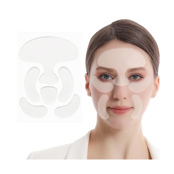 QOMJUFA 6 Pièces Patch Visage,Patchs soin du visage, Patchs Réutilisables, Design Doux et Respectueux de la Peau et Lavable,p