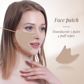 QOMJUFA Face Lift Tape, 3 paires Face Lifting Tape avec 4 Cordes Fines, Invisible Autocollant Lifting Visage, Immediat V Form