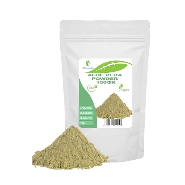 Poudre dAloe Vera - 100 gr - Masques pour le visage, masque pour le corps, masque pour les cheveux, favorise la croissance d