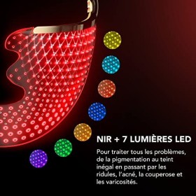 FAQ 202 Masque LED visage sans fil avec étui de voyage – Soin anti-âge avec 8 réglages lumineux – 600 points lumineux pour tr