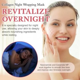 Collagen Night Wrapping Mask, Collagen Overnight Wrapping Peel Off Facial Mask, Masque de Collagène pour le Visage, Masque De