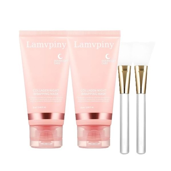 Collagène de nuit Mask, Collagen Night Wrapping Mask, Masque Collagen De Nuit Masque Facial Pelable De Nuit au Collagène, Mas