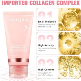 Collagène de nuit Mask, Collagen Night Wrapping Mask, Masque Collagen De Nuit Masque Facial Pelable De Nuit au Collagène, Mas