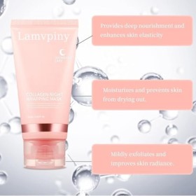 Collagène de nuit Mask, Collagen Night Wrapping Mask, Masque Collagen De Nuit Masque Facial Pelable De Nuit au Collagène, Mas