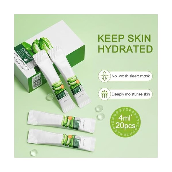 Hppsctink 20PCS Masque à laloe vera, Masque raffermissant à laloe vera, Masque sans rinçage à laloe vera, Masque Nourrissa
