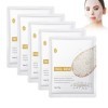 Hppsctink 5pcs Masque Facial au Riz, Masque de Riz anti-Rides, Masque Hydratant au riz, Masque Nourrissant Hydratant Adouciss