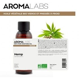 BIO - Huile végétale CHANVRE - 50mL - 100% Pure, Naturelle, Pressée à froid et Certifiée AB - AROMA LABS Marque Française 