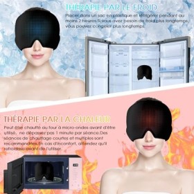 Scettar 2 Pièces Masque Migraine Noir et rose ,Bonnet Anti Migraine Peut être Recyclé,Masque Migraine Froid,Migraine Miracle 