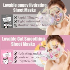 Lot de 7 masques en tissu pour adolescentes – Masques amusants imprimés danimaux – Avec tigre et chat – Ensemble cadeau faci
