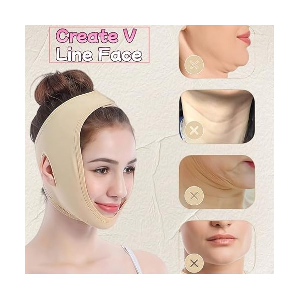 SDXCJY Masques faciaux en V, masque réutilisable en V, pour double menton et affaissement de la peau du visage. Réducteur de 
