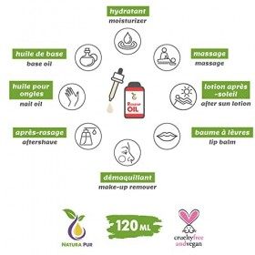 Huile de Rose Musquée BIO 120ml - 100% pressée à froid, non raffinée, végan - Pour le visage, le corps, les cheveux, la peau 