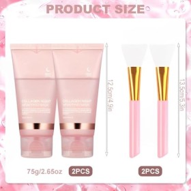 2 Pièce Collagen Night Wrapping Mask, Collagen Overnight Wrapping Peel Off Facial Mask Pack, Collagen Night Wrapping Korean, 