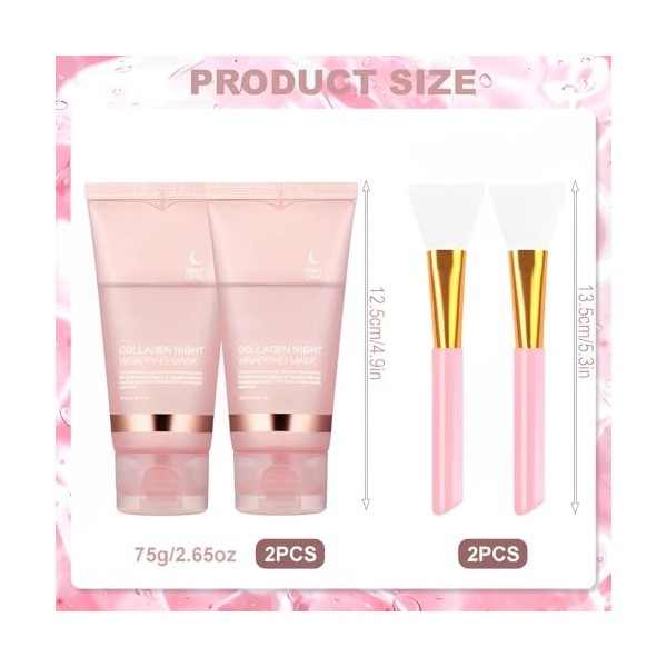 2 Pièce Collagen Night Wrapping Mask, Collagen Overnight Wrapping Peel Off Facial Mask Pack, Collagen Night Wrapping Korean, 