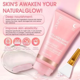 Masque Peel off Visage, 75ml Collagen Night Wrapping Mask, Masque Collagene Visage Korean, Améliorer La Fermeté de la Peau Hy