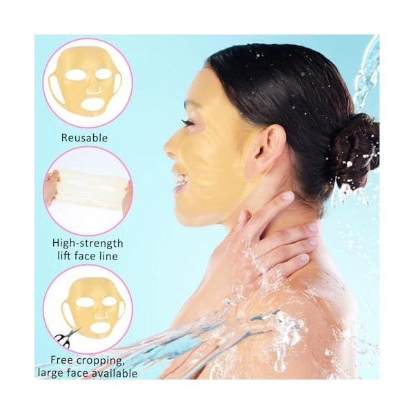 AOZUO Lot de 3 masques réutilisables en silicone, masque hydratant pour le visage, anti-rides, masque doreille à suspendre p