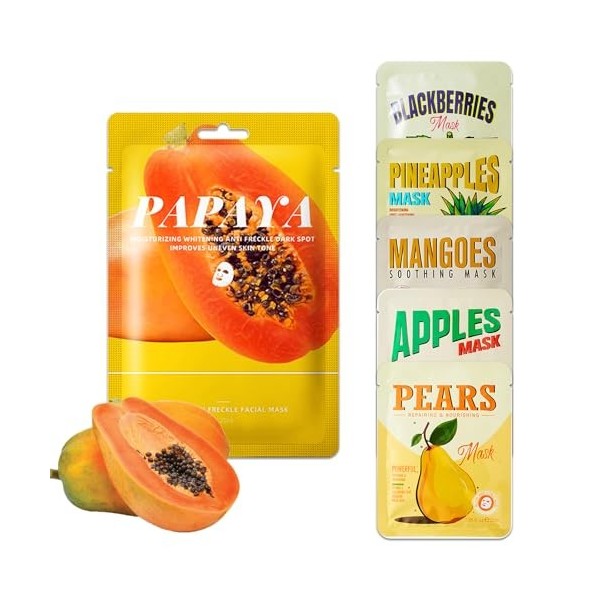 6 Pièces Masque en feuille de Daily Care, Masque de Beauté,Masque Hydratant Visage,Nourrissants&Appaisant